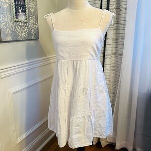 Abercrombie & Fitch Women White Tiered Mini Dress Spaghetti Straps Size M